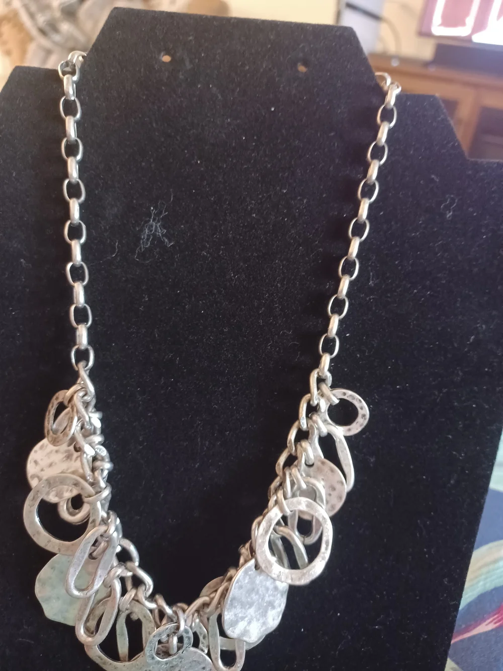 Ruby Rd. Silver-Tone Hammered Disc Charm Necklace - Women Jewelry